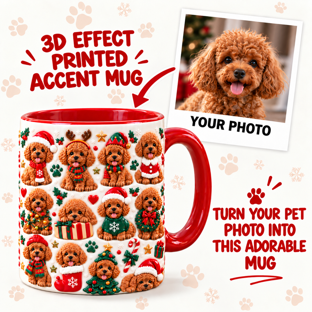 Lovely Poodle Personalized 3D Effect Printed Accent Mug UPL0TM008