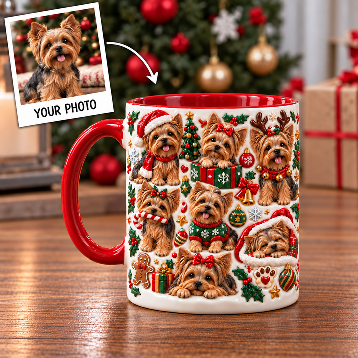 Lovely Yorkie Personalized 3D Effect Printed Accent Mug UPL0TM010