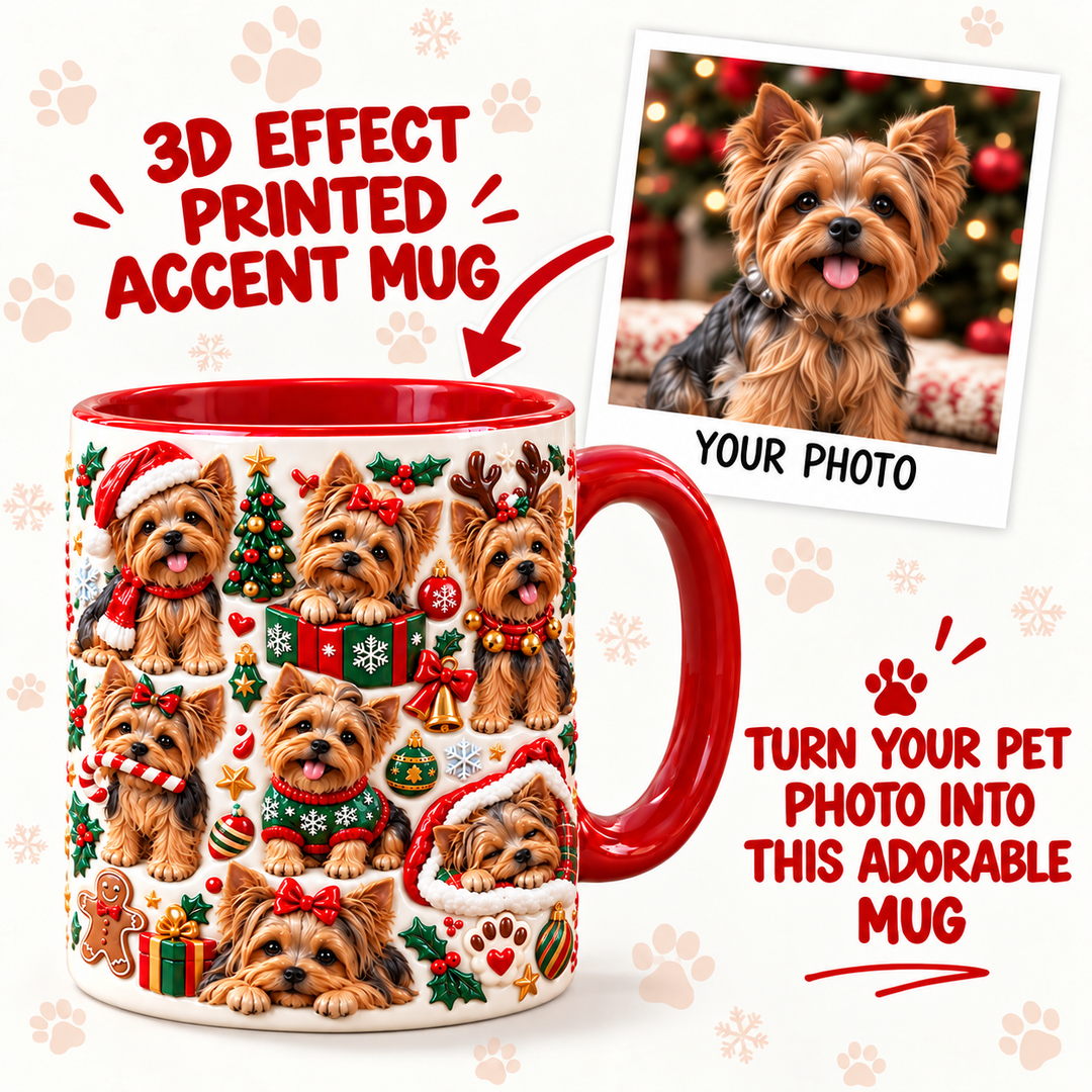 Lovely Yorkie Personalized 3D Effect Printed Accent Mug UPL0TM010