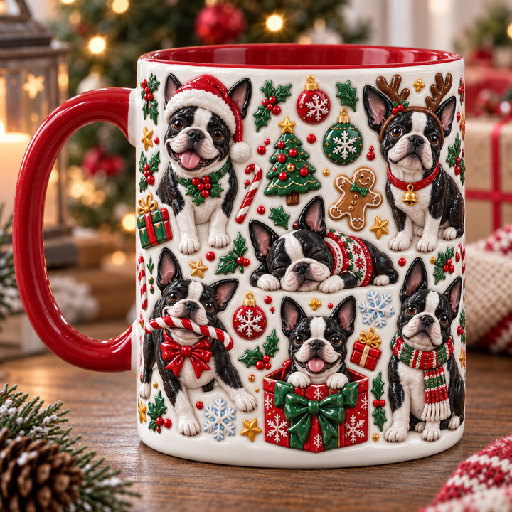 Lovely Boston Christmas 3D Effect Printed Accent Mug NCU0TM133