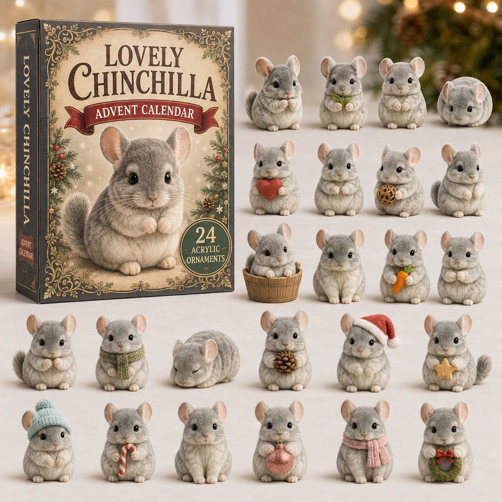 CHRISTMAS KICKOFF 40% OFF - Lovely Chinchilla Advent Calendar 2026 - 24-Day Festive Countdown, Acrylic Charms Blind Box - Gift For Chinchilla Lovers AC0TM121