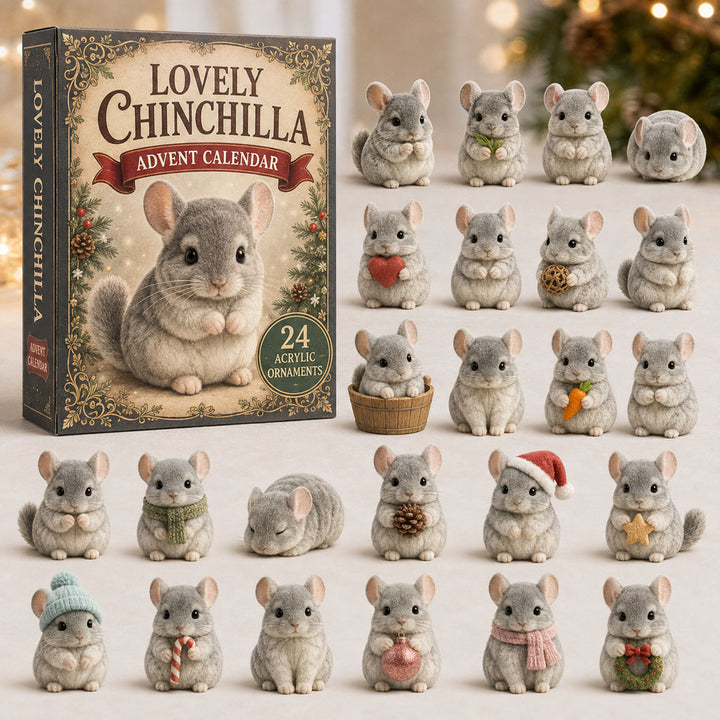CHRISTMAS KICKOFF 40% OFF - Lovely Chinchilla Advent Calendar 2026 - 24-Day Festive Countdown, Acrylic Charms Blind Box - Gift For Chinchilla Lovers AC0TM121