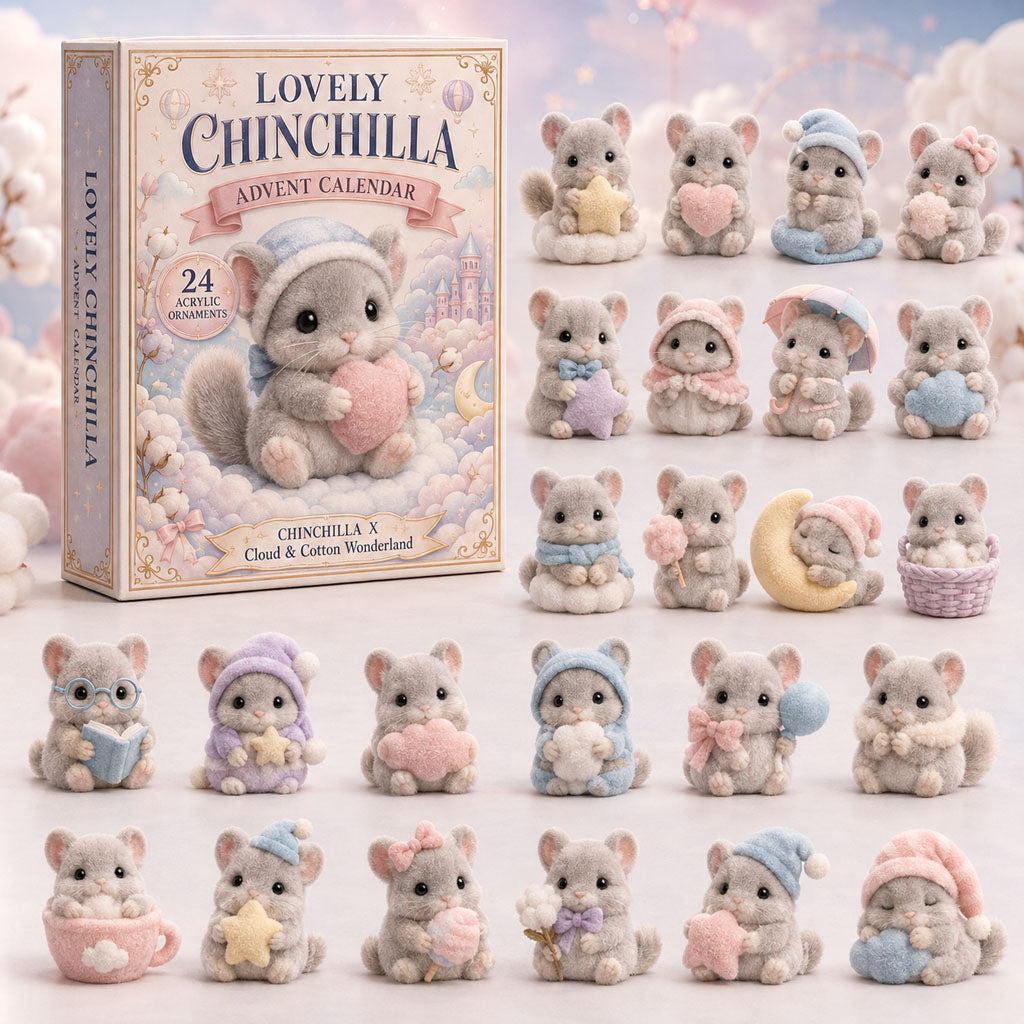 CHRISTMAS KICKOFF 40% OFF - Lovely Chinchilla Dream Advent Calendar 2026 - 24-Day Festive Countdown, Acrylic Charms Blind Box - Gift For Chinchilla Lovers AC0TM126