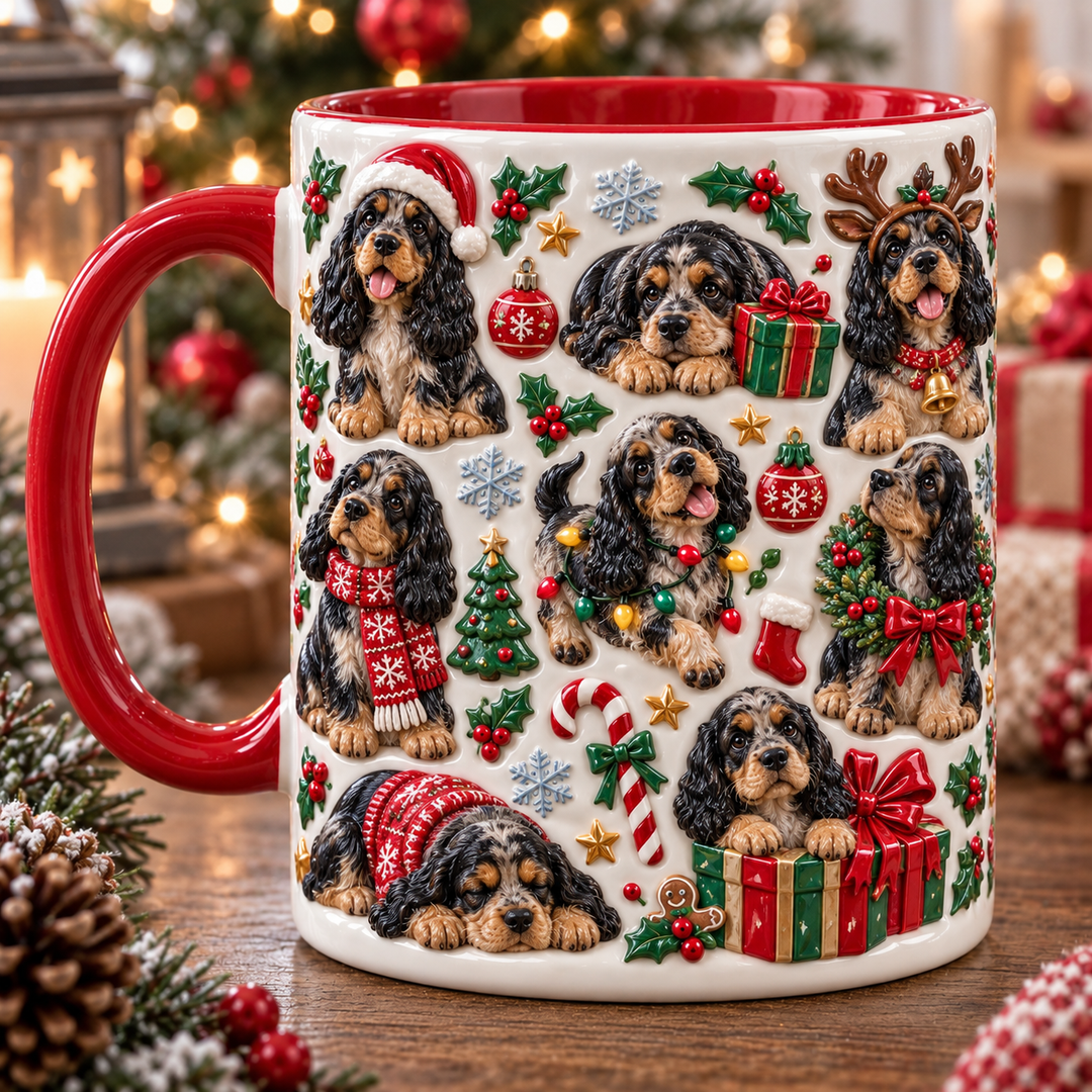 Lovely Cocker Spaniel Christmas 3D Effect Printed Accent Mug NCU0TM127