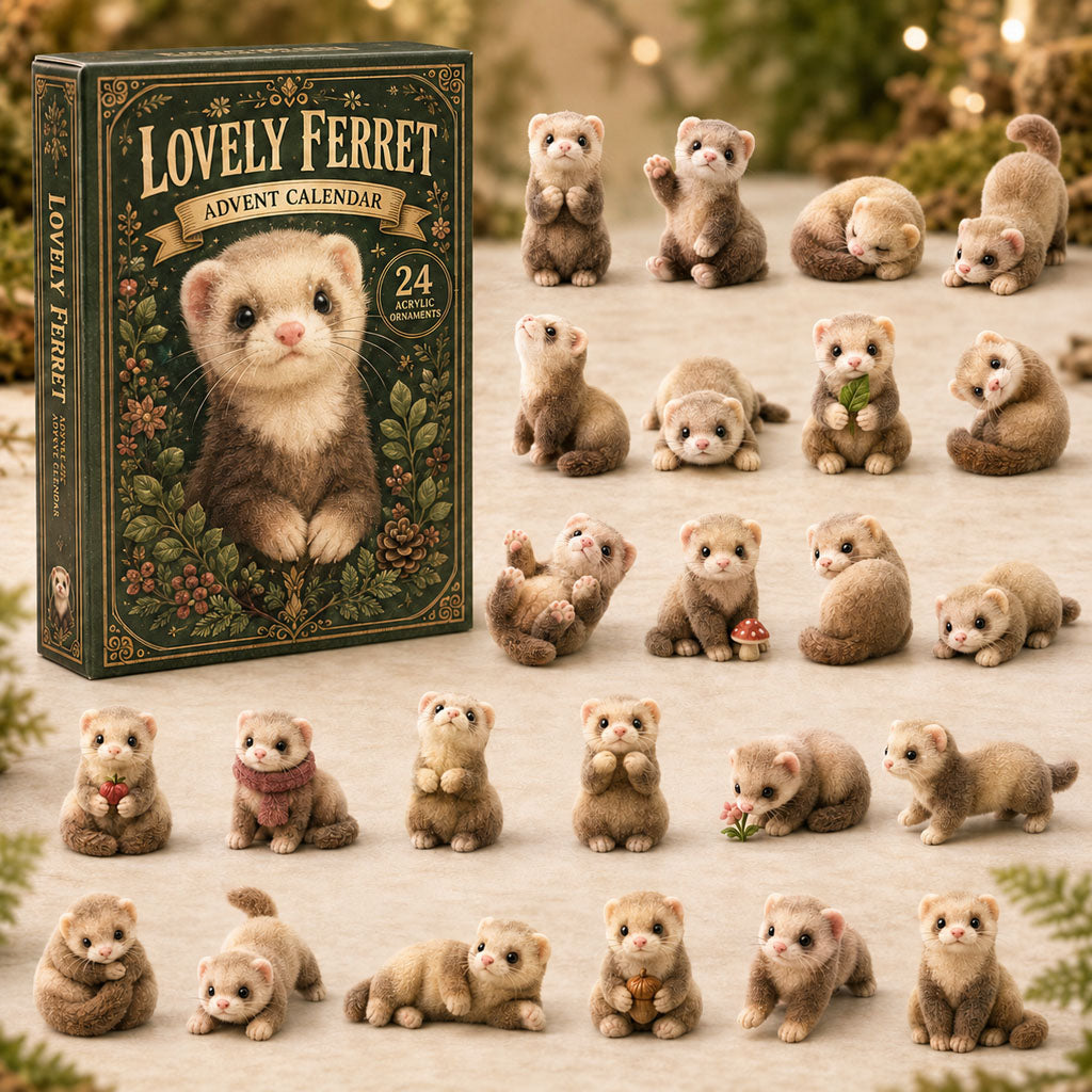 CHRISTMAS KICKOFF 40% OFF - Lovely Ferret Advent Calendar 2026 - 24-Day Festive Countdown, Acrylic Charms Blind Box - Gift For Ferret Lovers AC0TM127