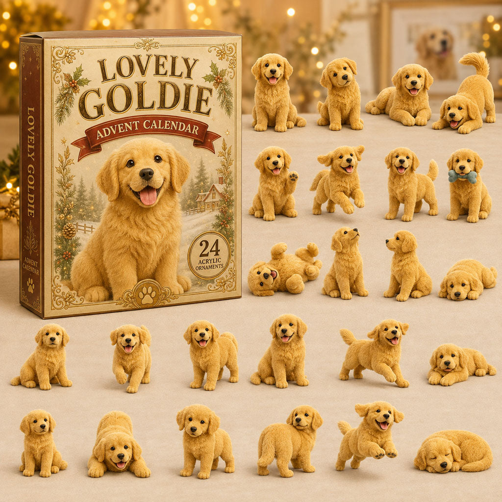 CHRISTMAS KICKOFF 40% OFF - Lovely Goldie Advent Calendar 2026 - 24-Day Festive Countdown, Acrylic Charms Blind Box - Gift For Dog Lovers AC0TM230