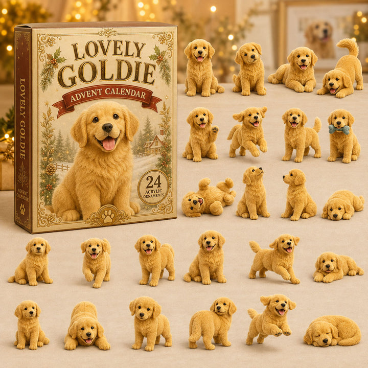 CHRISTMAS KICKOFF 40% OFF - Lovely Goldie Advent Calendar 2026 - 24-Day Festive Countdown, Acrylic Charms Blind Box - Gift For Dog Lovers AC0TM230