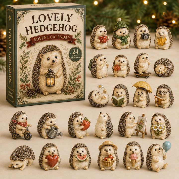 CHRISTMAS KICKOFF 40% OFF - Lovely Hedgehog Advent Calendar 2026 - 24-Day Festive Countdown, Acrylic Charms Blind Box - Gift For Hedgehog Lovers AC0TM134