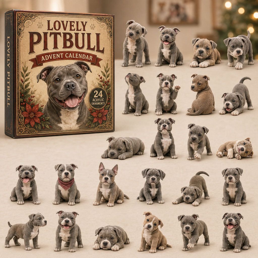 CHRISTMAS KICKOFF 40% OFF - Lovely Pitbull Advent Calendar 2026 - 24-Day Festive Countdown, Acrylic Charms Blind Box - Gift For Pitbull Lovers AC0TM275