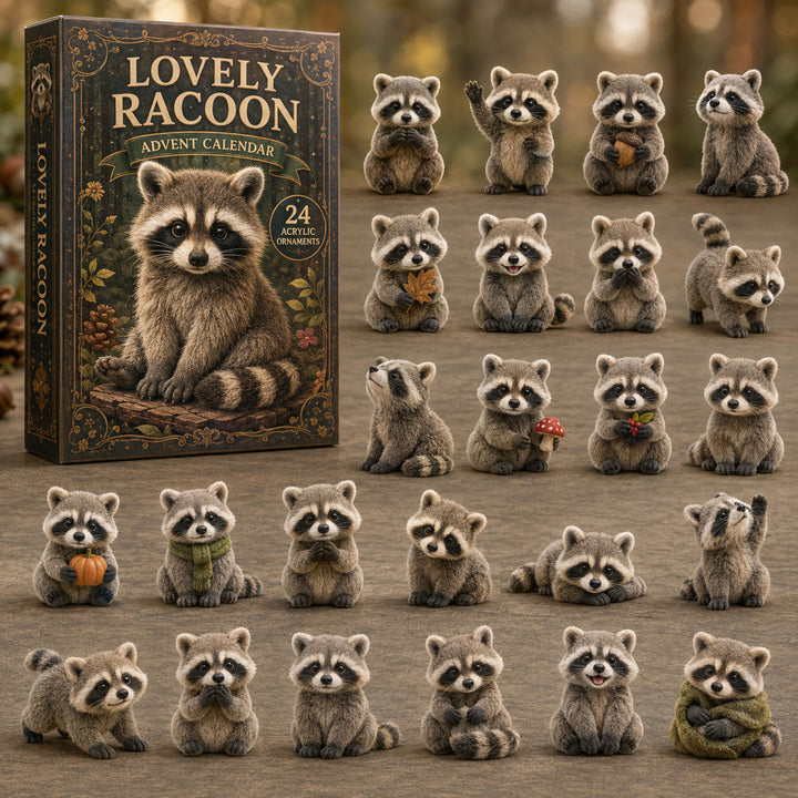CHRISMAST KICKOFF 40% OFF - Lovely Raccoon World Advent Calendar 2026 - 24-Day Festive Countdown, Acrylic Charms Blind Box - Gift For Raccoon Lovers AC0TM116