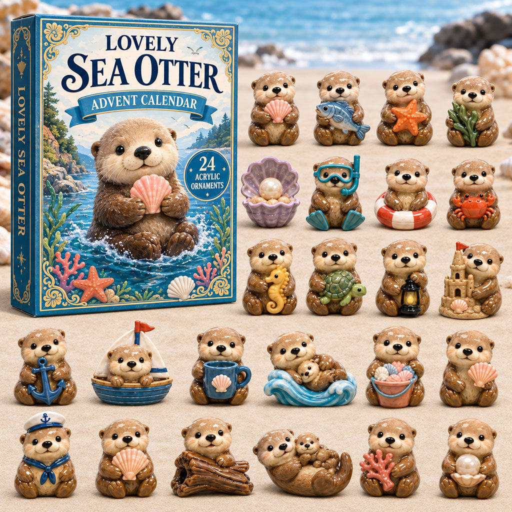 CHRISTMAS KICKOFF 40% OFF - Lovely Sea Otter Advent Calendar 2026 - 24-Day Festive Countdown, Acrylic Charms Blind Box - Gift For Otter Lovers AC0TM143