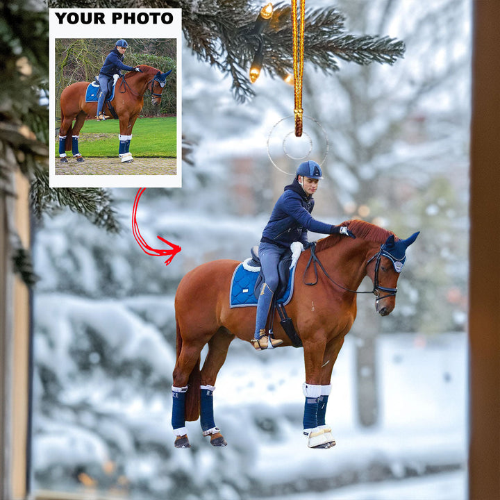 Majestic Rider - Personalized Photo Mica Ornament - Gift For Horse Lovers, Family Members