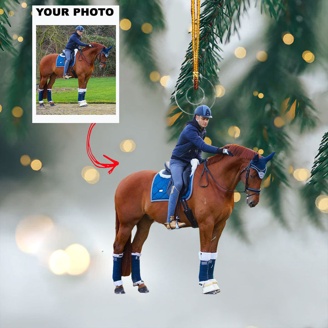 Majestic Rider - Personalized Photo Mica Ornament - Gift For Horse Lovers, Family Members