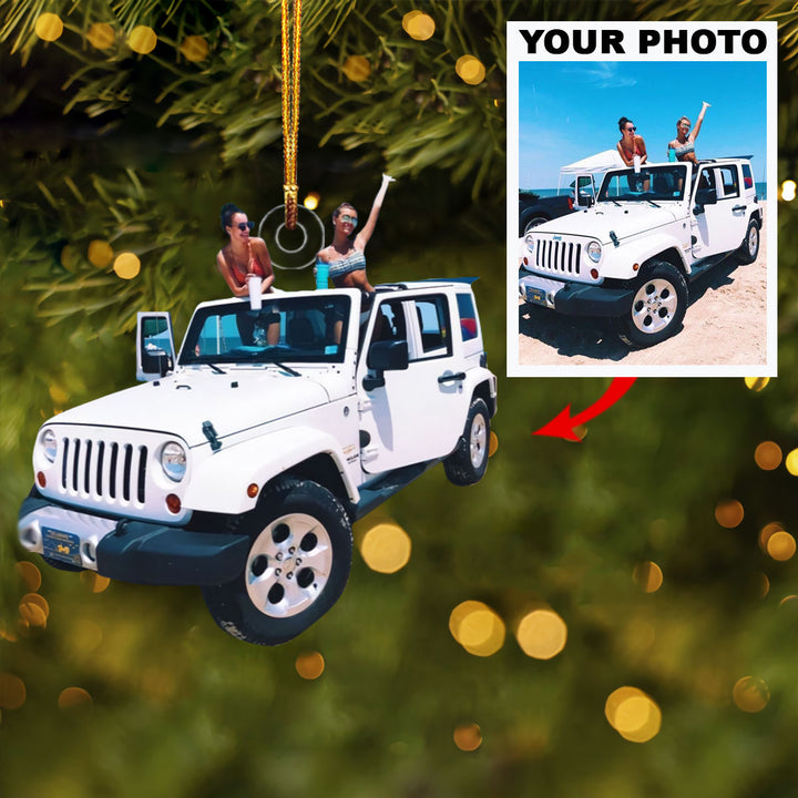Personalized Photo Mica Ornament - Customize Jeep Photo ARND018
