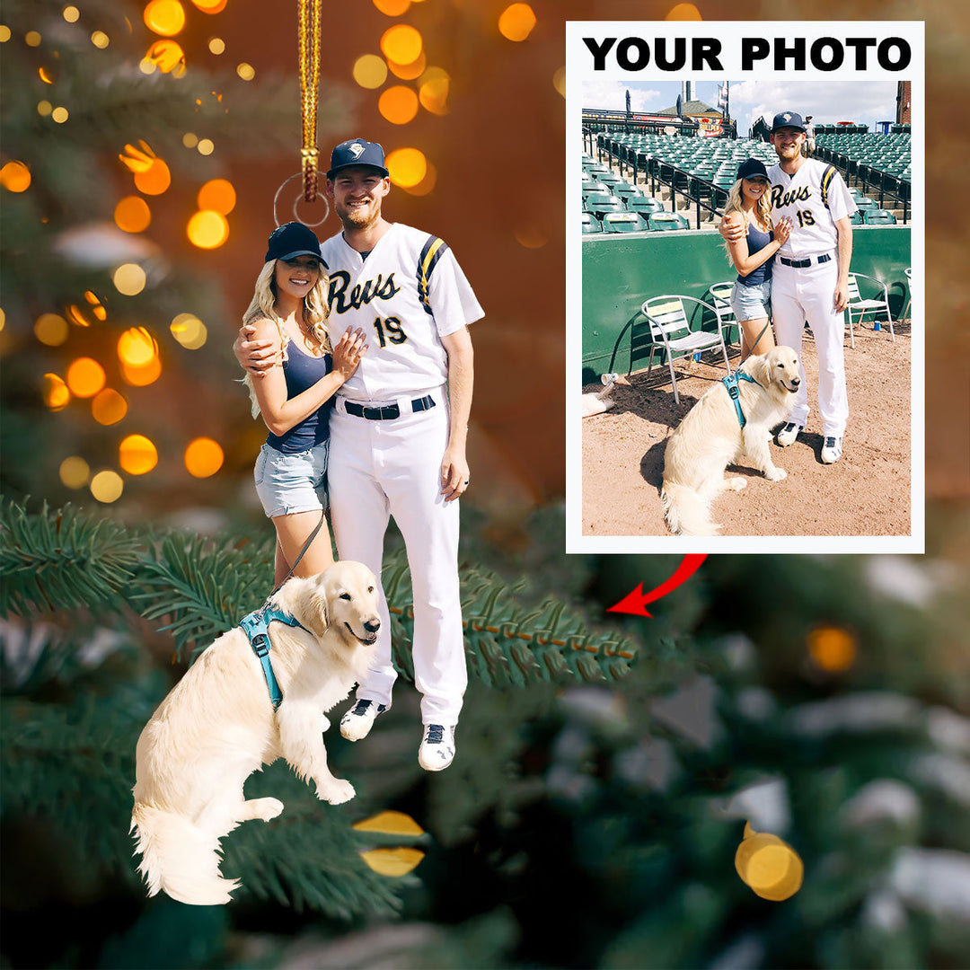 Personalized Photo Mica Ornament - Customize Baseball Couple Photo ARND018