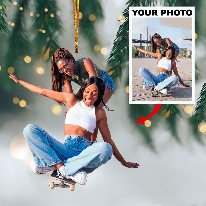 Personalized Photo Mica Ornament - Customize Besties Photo V2 ARND018