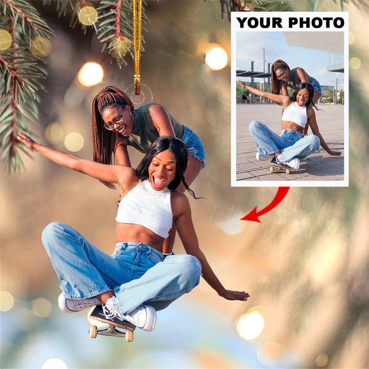 Personalized Photo Mica Ornament - Customize Besties Photo V2 ARND018