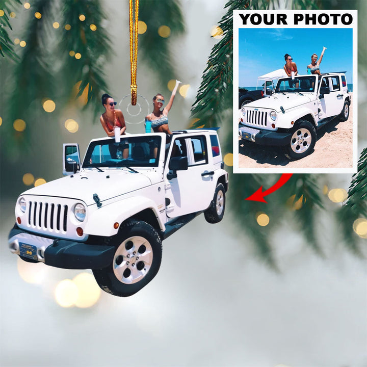 Personalized Photo Mica Ornament - Customize Jeep Photo ARND018