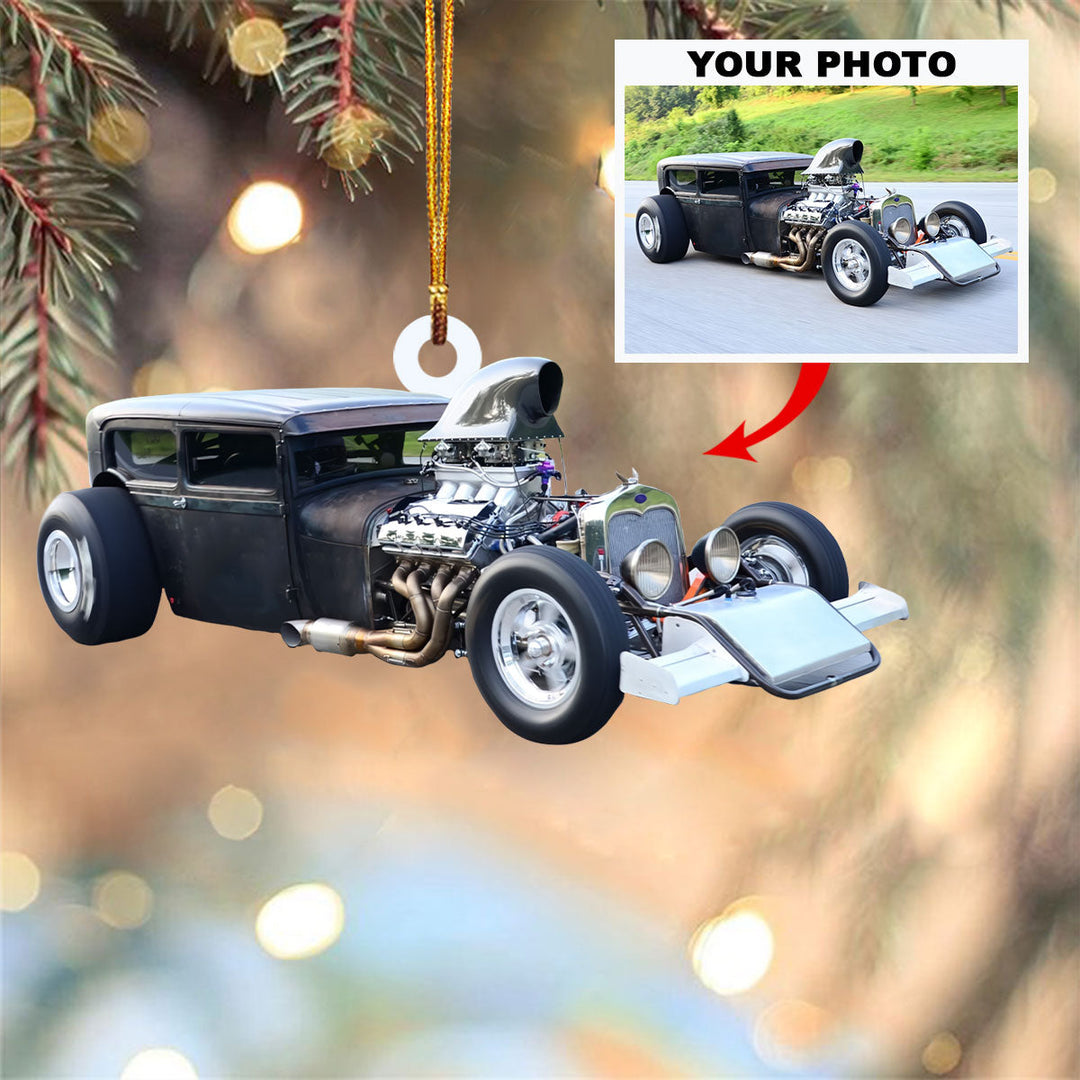 Personalized Photo Mica Ornament - Customize Drag Racing Car Photo ARND018