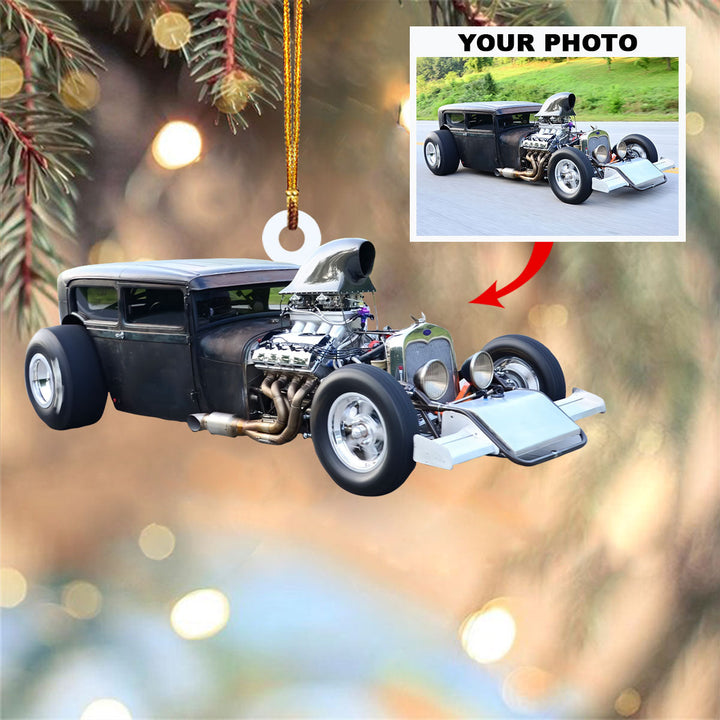 Personalized Photo Mica Ornament - Customize Drag Racing Car Photo ARND018