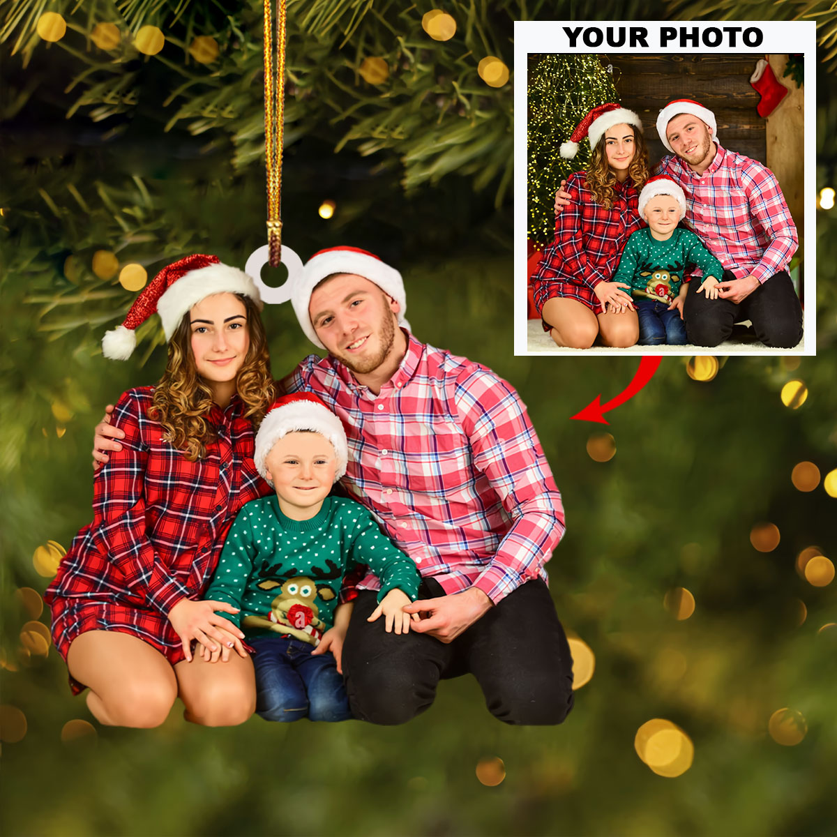 Personalized Photo Mica Ornament - Customize Family Photo ARND018