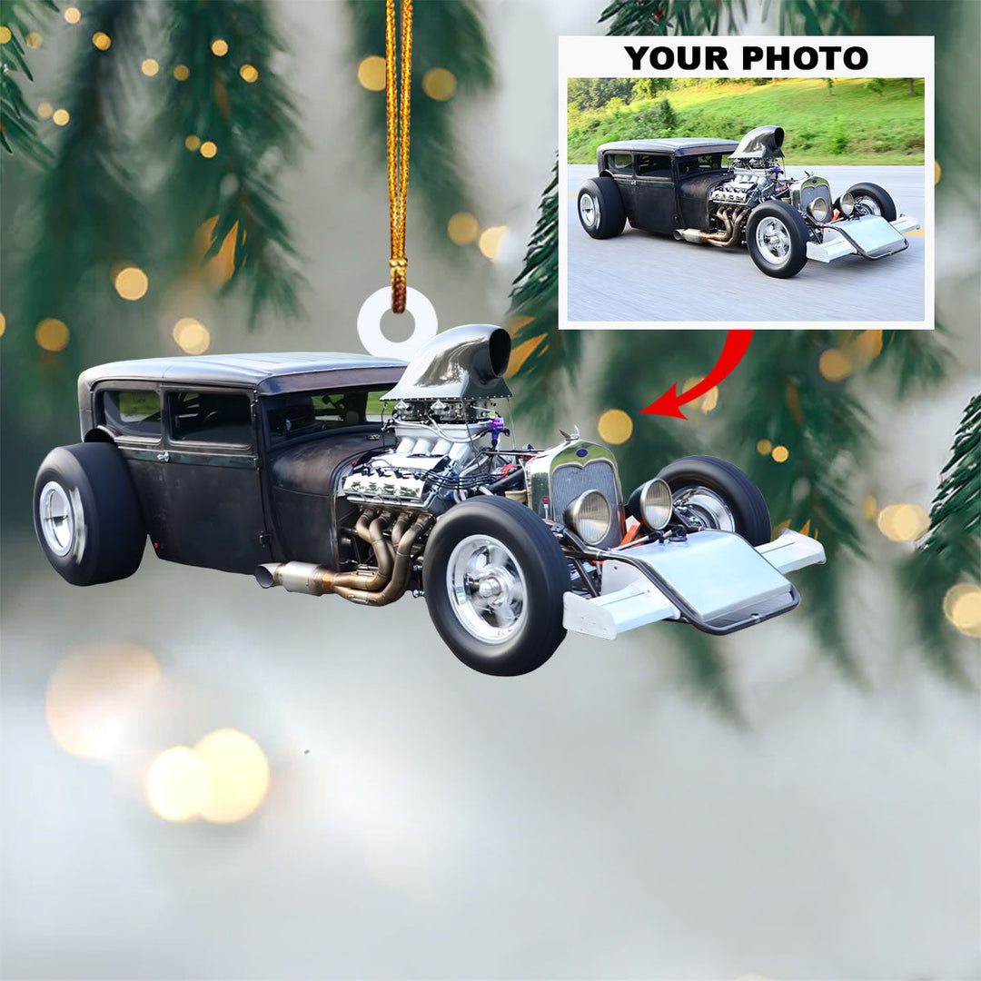 Personalized Photo Mica Ornament - Customize Drag Racing Car Photo ARND018