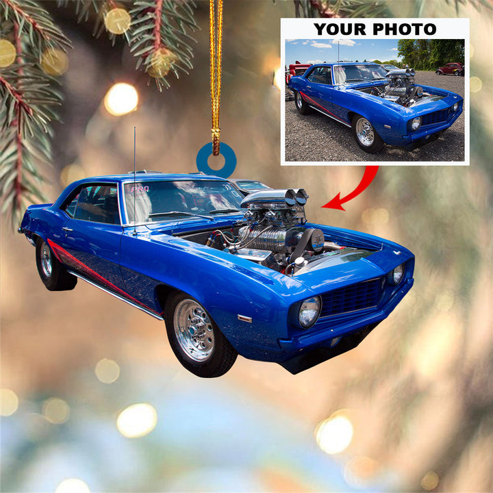 Personalized Photo Mica Ornament - Customize Drag Racing Car Photo ARND018