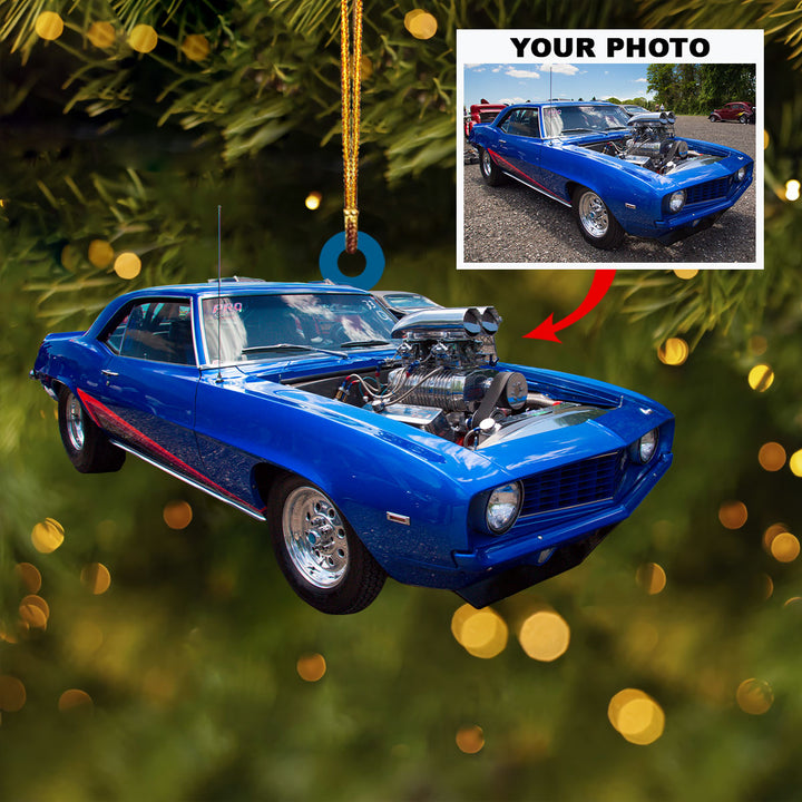 Personalized Photo Mica Ornament - Customize Drag Racing Car Photo ARND018