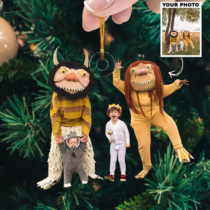 Halloween Family - Personalized Photo Mica Ornament - Customized Your Photo Ornament - Christmas Gift For Family Members