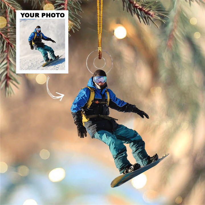 Snowboard Ornament - Personalized Photo Mica Ornament - Customized Your Photo Ornament