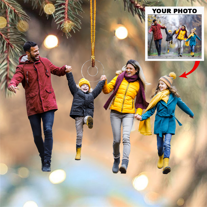 Family Over Everything - Personalized Photo Mica Ornament - Christmas Gifts For Family Member