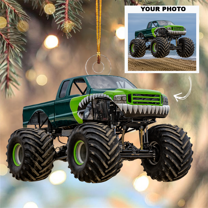 Personalized Photo Mica Ornament - Christmas, Birthday Gift For Family Member, Monster Truck Lover - Customized Your Photo Ornament