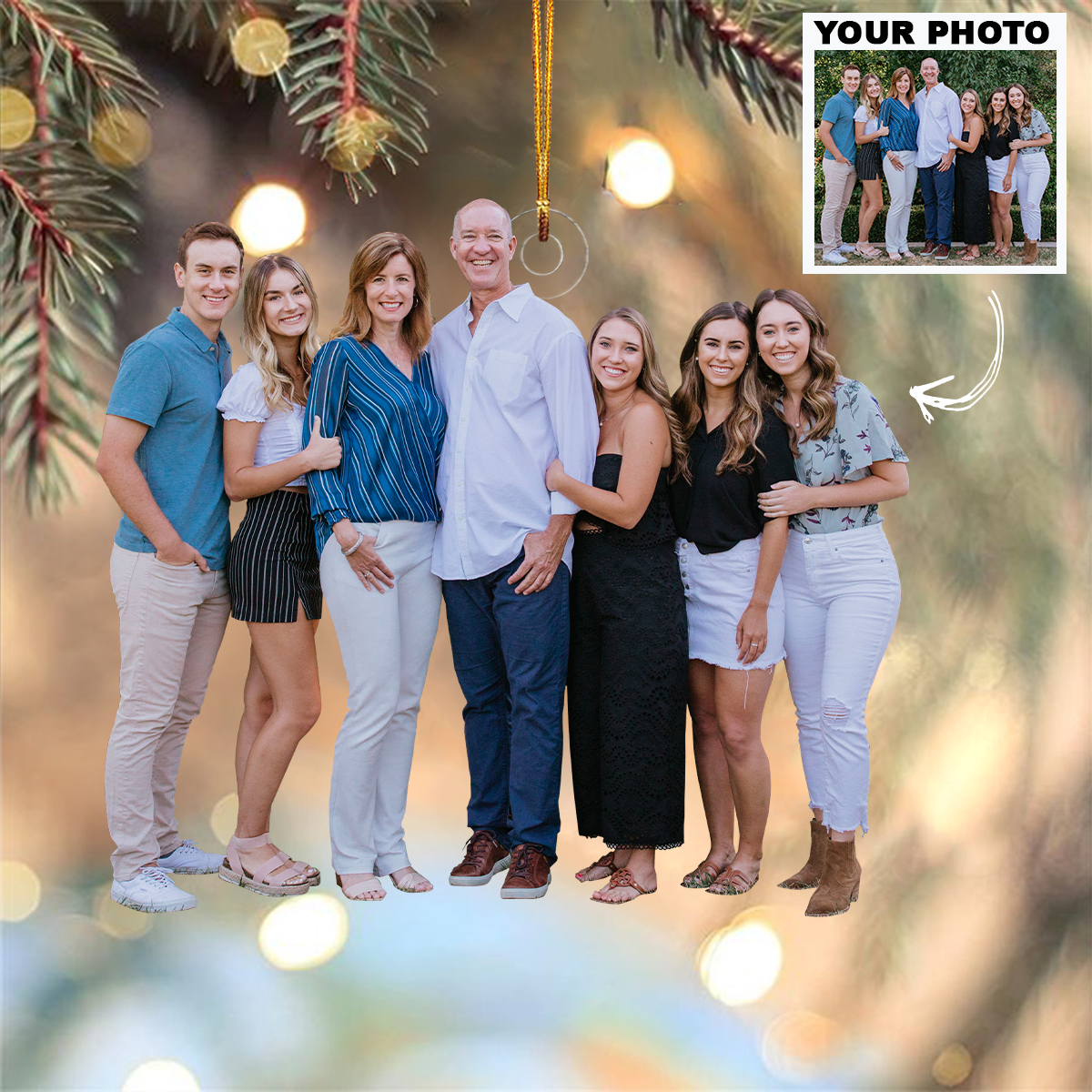 Merry Christmas My Family Customized Photo Ornament - Personalized Custom Photo Mica Ornament - Christmas Gift For Family Members, Wife, Husband, Couple