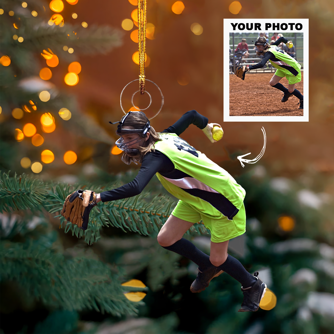 Personalized Photo Mica Ornament - Christmas, Birthday Gift For Family Members, Softball Lovers - Customized Your Photo Ornament