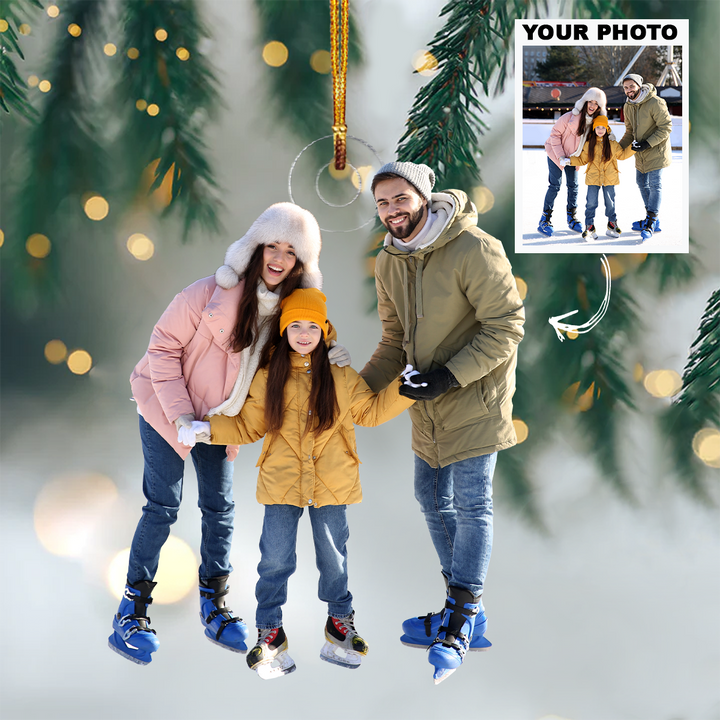 Personalized Photo Mica Ornament - Christmas, Birthday Gift For Family Member, Ice Skating Lover - Customized Your Photo Ornament