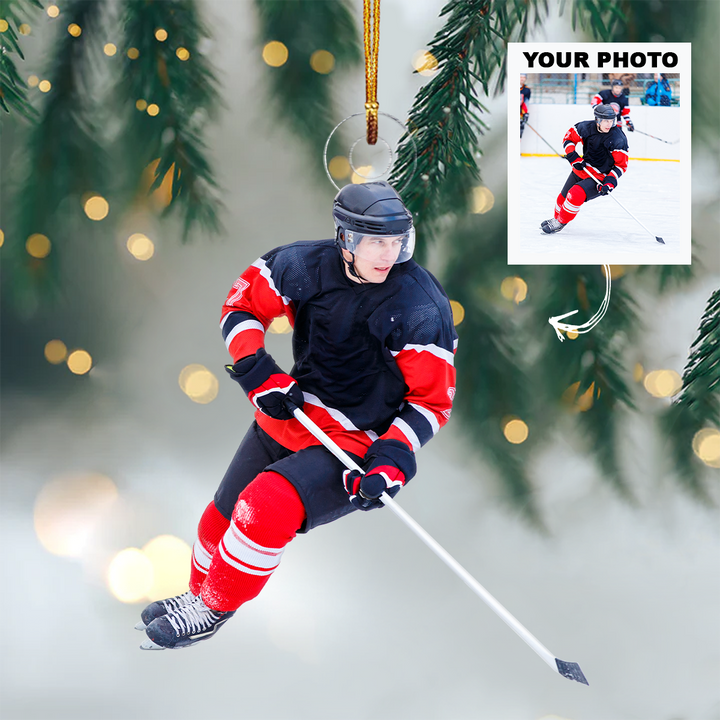 Personalized Photo Mica Ornament - Christmas, Birthday Gift For Family Members, Ice Hockey Lover - Customized Your Photo Ornament