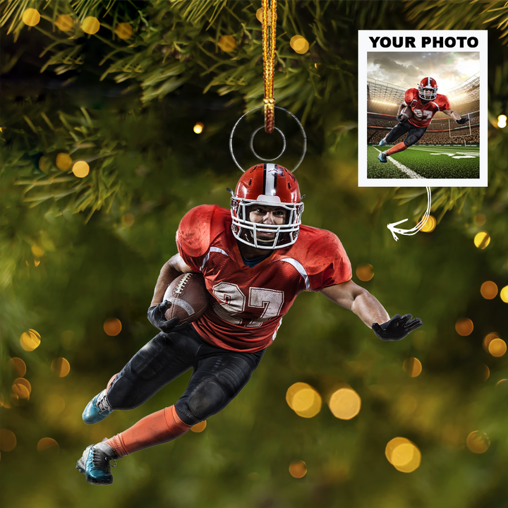 Football Ornament - Personalized Photo Mica Ornament - Christmas Gift For Football Lover