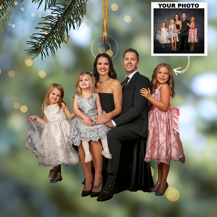 Customized Photo Ornament Family Special Moments V12 - Personalized Photo Mica Ornament - Christmas Gift For Family Members