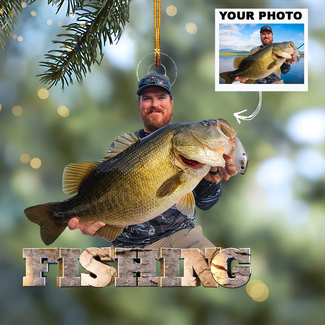 Customized Photo Ornament - Personalized Photo Mica Ornament - Christmas Gift For Fishing Lovers, Family Members UPL0HD053