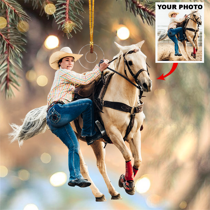 Customized Christmas Photo Ornament V35 - Personalized Photo Mica Ornament - Christmas, Birthday Gift For Horse Lovers