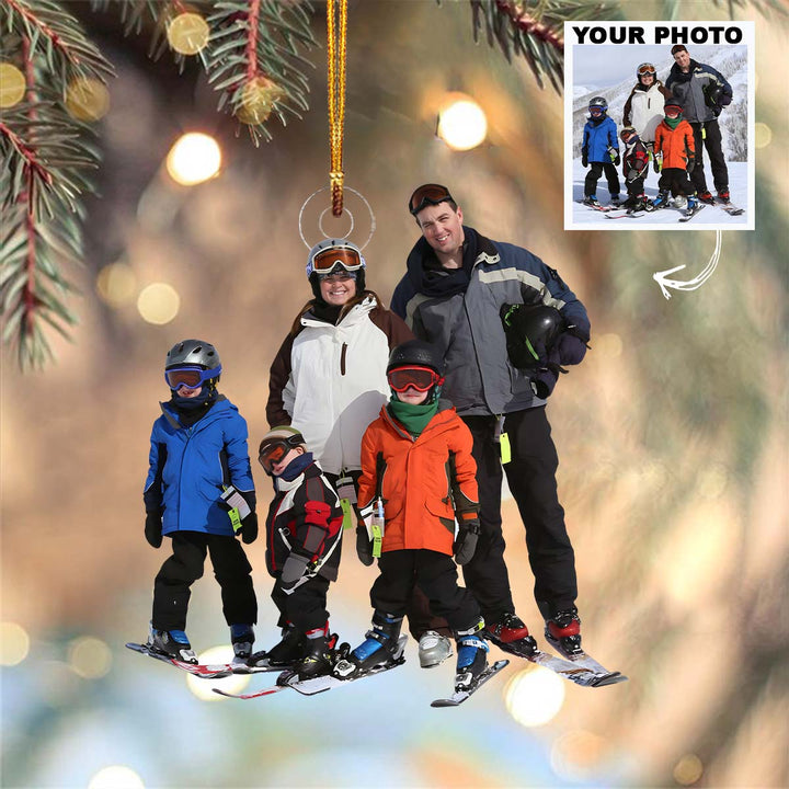 Personalized Photo Mica Ornament - Christmas, Birthday Gift For Family Member, Skiing Lover - Customized Your Photo Ornament