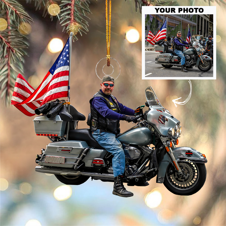Personalized Photo Mica Ornament - Christmas, Birthday Gift For Family Member, Motorcycle Lover - Customized Your Photo Ornament
