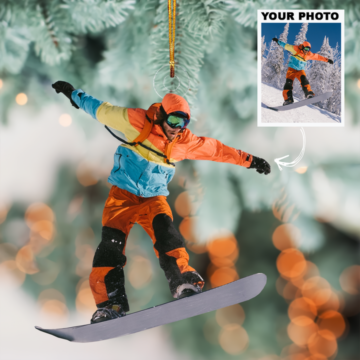 Personalized Photo Mica Ornament - Christmas, Birthday Gift For Family Member, Snowboarding Lover - Customized Your Photo Ornament