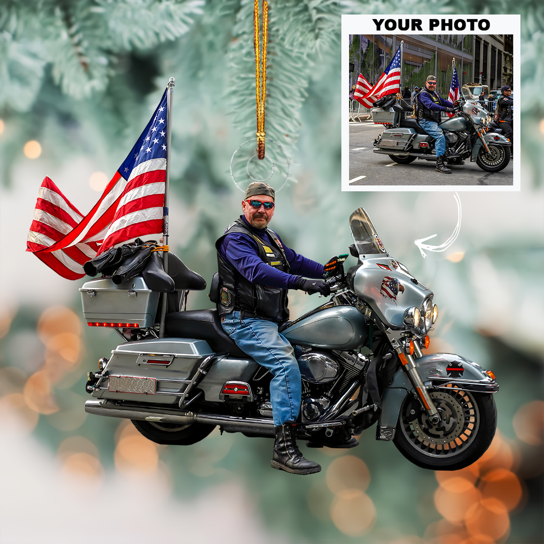 Personalized Photo Mica Ornament - Christmas, Birthday Gift For Family Member, Motorcycle Lover - Customized Your Photo Ornament