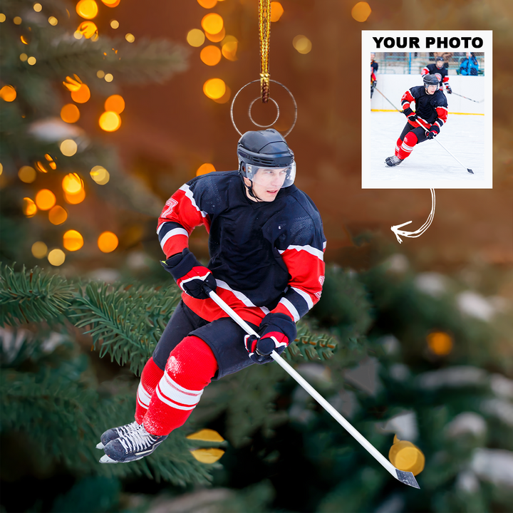 Personalized Photo Mica Ornament - Christmas, Birthday Gift For Family Members, Ice Hockey Lover - Customized Your Photo Ornament