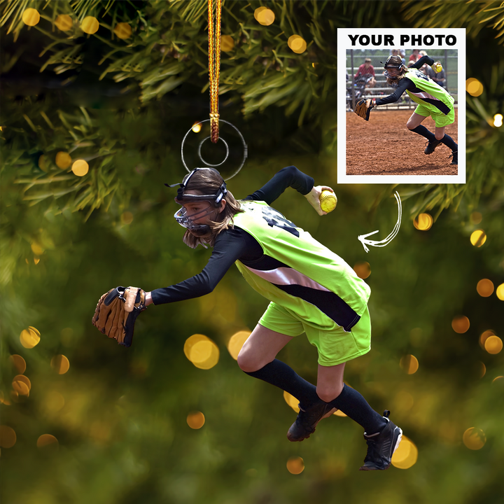Personalized Photo Mica Ornament - Christmas, Birthday Gift For Family Members, Softball Lovers - Customized Your Photo Ornament