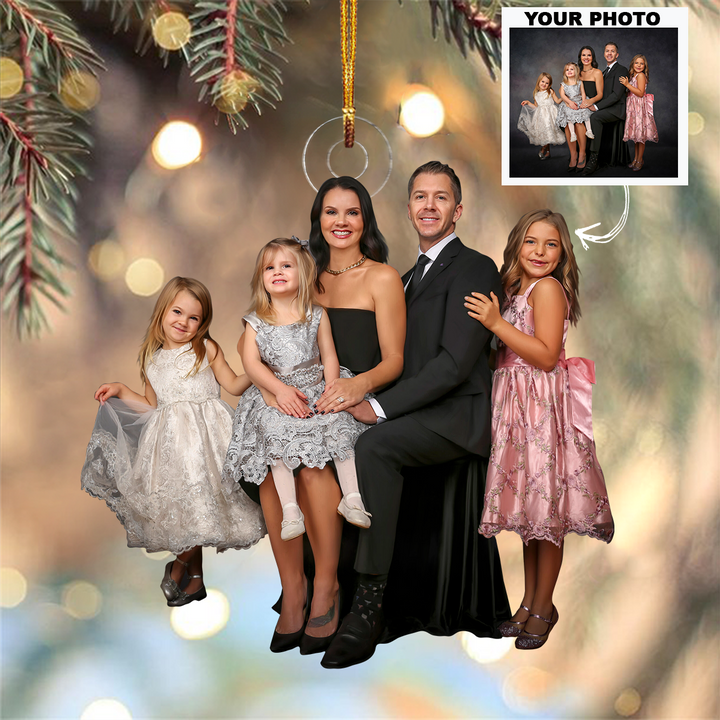 Customized Photo Ornament Family Special Moments V12 - Personalized Photo Mica Ornament - Christmas Gift For Family Members