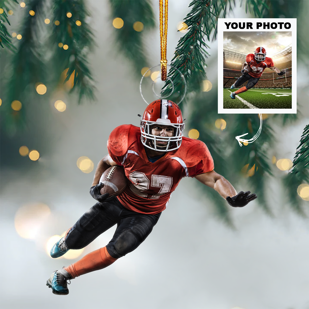 Football Ornament - Personalized Photo Mica Ornament - Christmas Gift For Football Lover