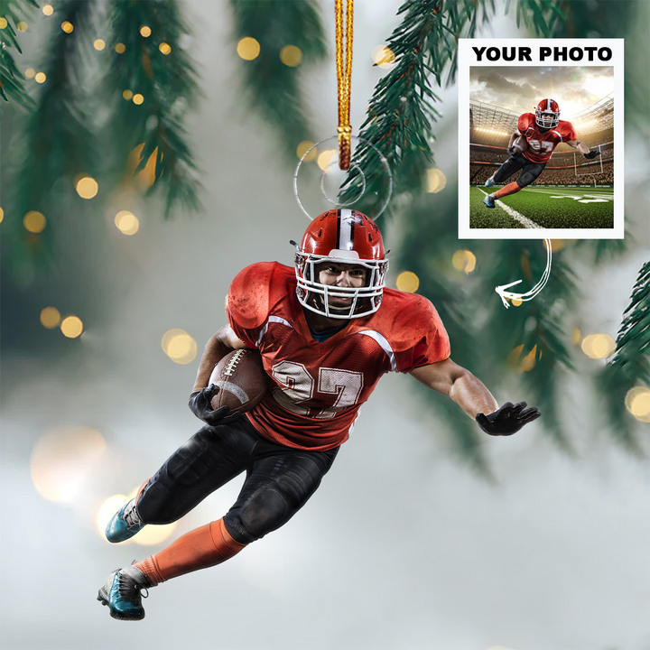 Football Ornament - Personalized Photo Mica Ornament - Christmas Gift For Football Lover