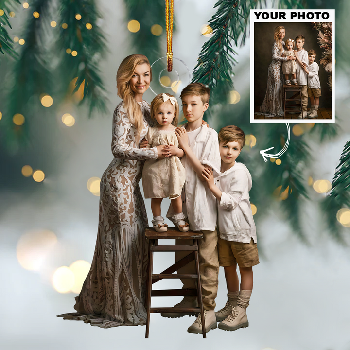 Customized Photo Ornament Family Special Moments V11 - Personalized Photo Mica Ornament - Christmas Gift For Family Members